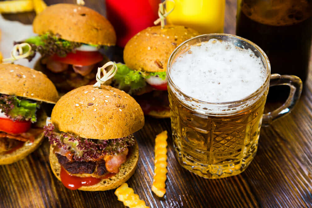 Hamburgers and beer