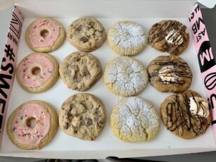 12 Crumbl Cookies in a box