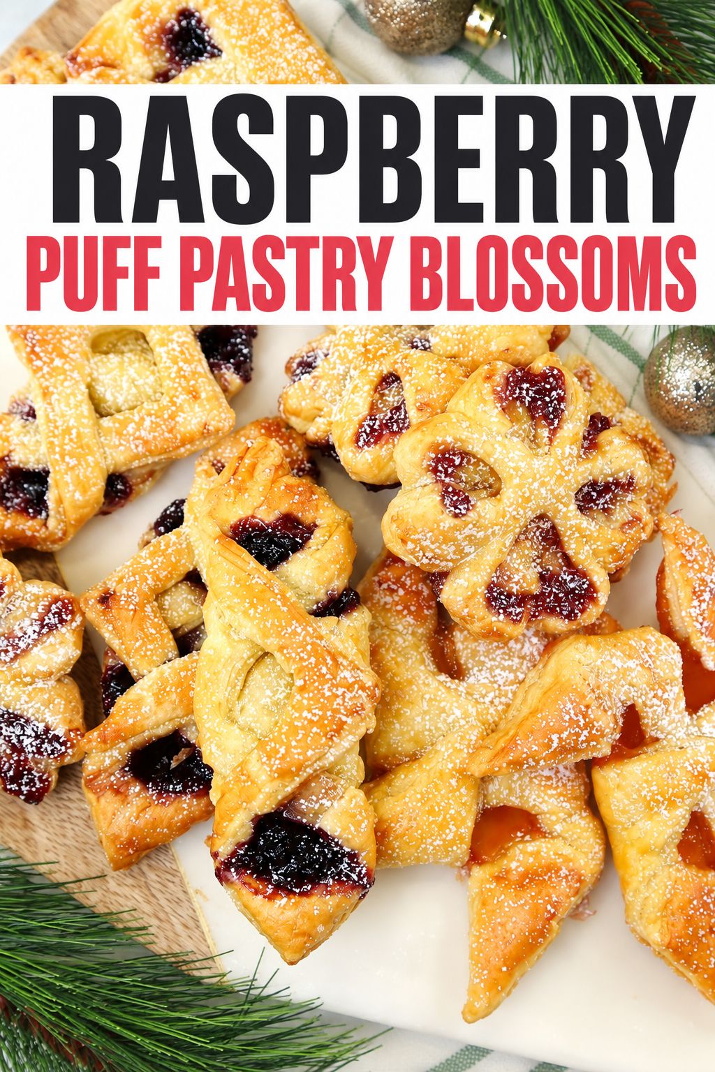 raspberry puff pastry blossoms